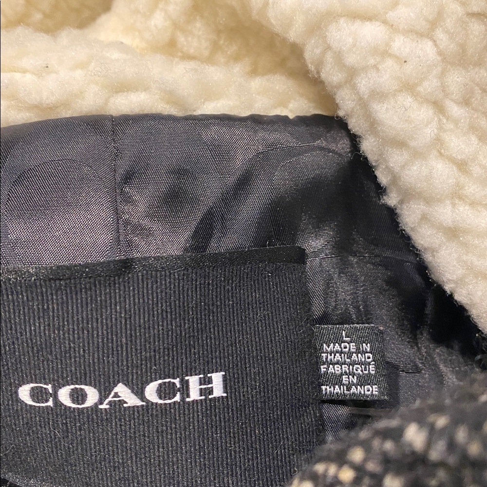 Coach Charcoal Hooded Toggle Wool Coat L - Picture 11 of 15